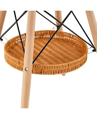 Streamdale 31.5'' Circular Dining Table with Woven Storage Basket and Wood Legs