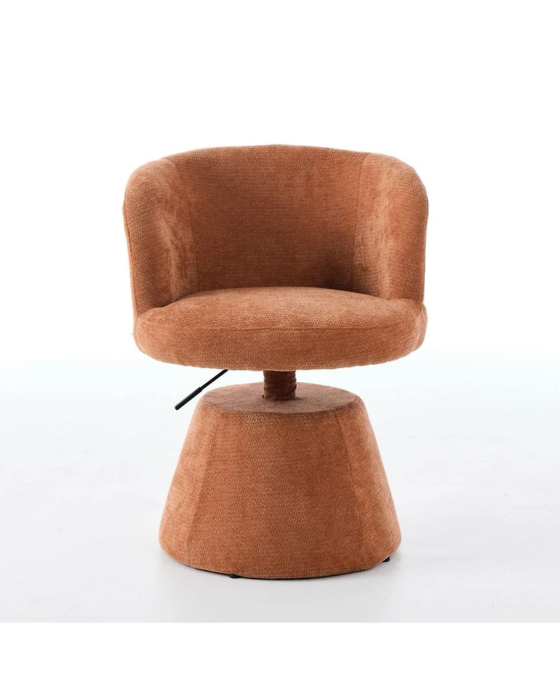 Streamdale Furniture Streamdale Adjustable Swivel Chenille Bar Stool Modern Round Accent Chair Terracotta