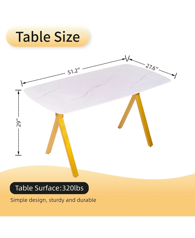 Streamdale Furniture Marble Glass Dining Table with Legs