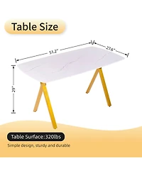 Streamdale Furniture Marble Glass Dining Table with Legs