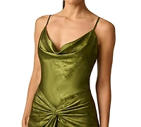 Adrianna Women's Cowl Neck Foiled Chiffon Maxi Dress