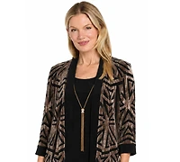 R & M Richards Women's 3-peice Flocked Duster Jacket and Pant Set
