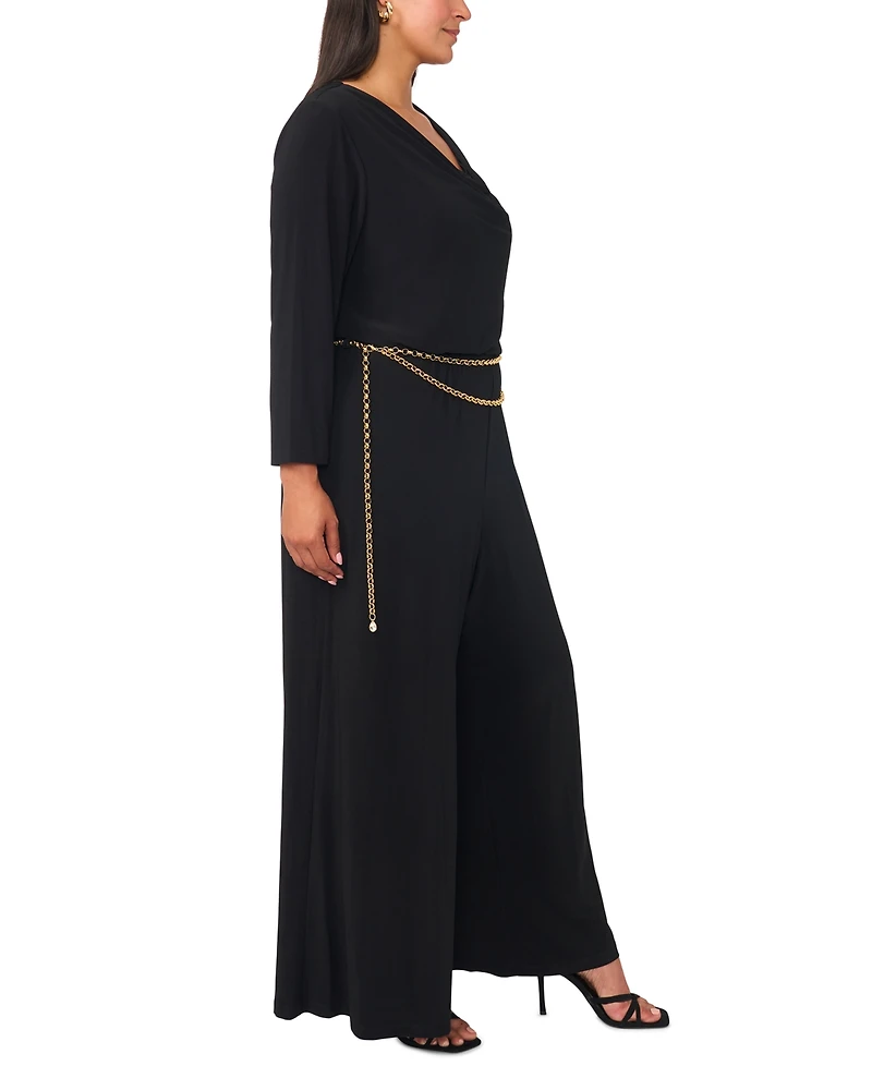 Msk Plus Cowl Neck 3/4-Sleeve Wide-Leg Jumpsuit