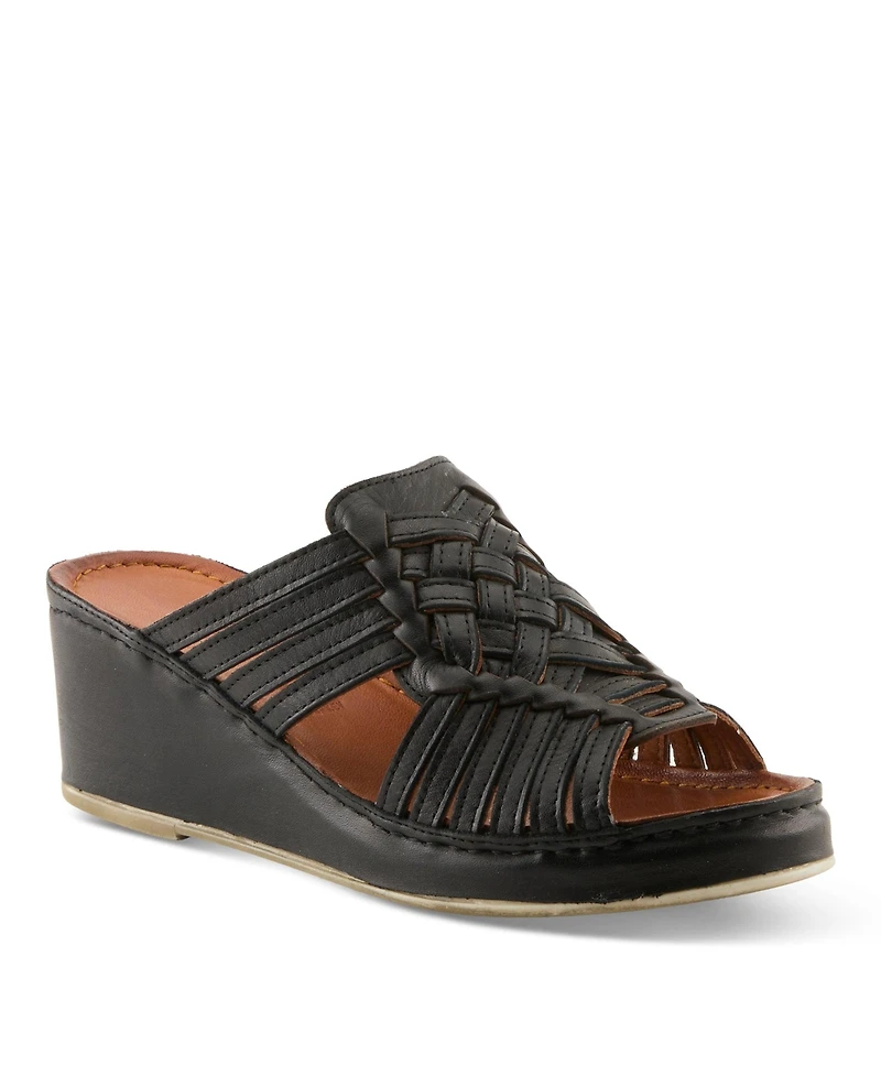 Spring Step Women's Wedge Sandal With Woven Leather Upper
