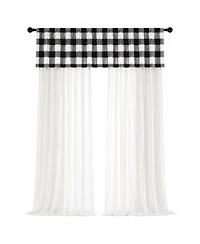 Kate Aurora 3 Piece Country Farmhouse Buffalo Plaid Sheer Curtains And Valance Set