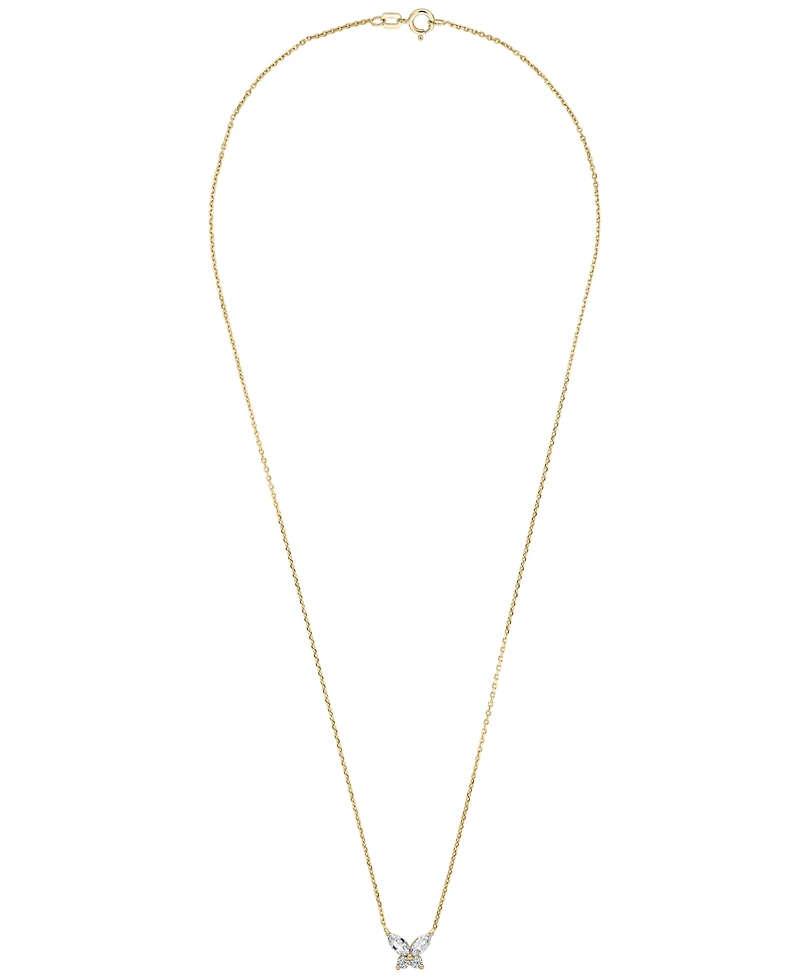 Macy's Lab-Grown White Sapphire (3/8 ct. t.w.) Butterfly Necklace in 14k Gold-Plated Sterling Silver