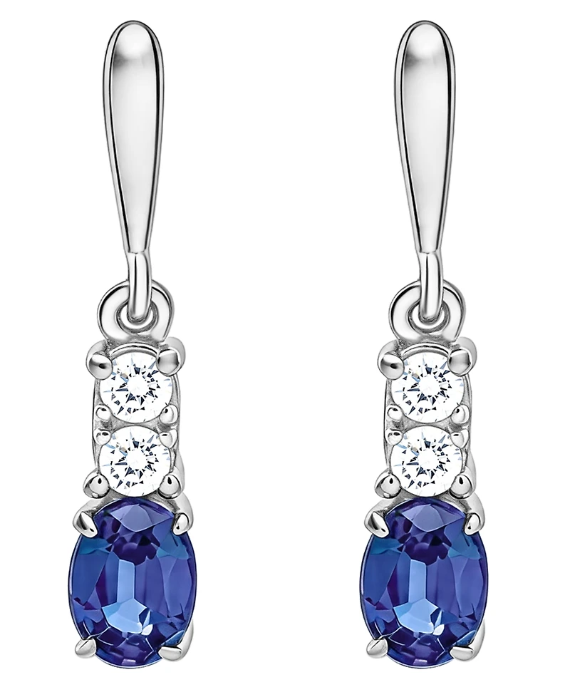 Macy's 2-Piece Lab-Grown Blue Sapphire (3/4 ct. t.w.) & White Sapphire (1/5 ct. t.w.) Pendant Necklace & Earrings Set in Sterling Silver