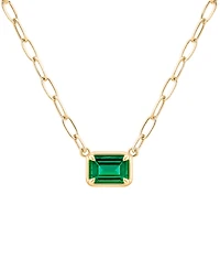 Macy's Lab-Grown Emerald (3/8 ct. t.w.) Pendant Necklace in 14k Gold Over Sterling Silver
