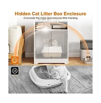 Ruie Hidden Cat Litter Box Enclosure Furniture Washroom with Side Table Top