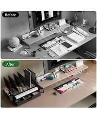 Danrong Metal Desk Organizer with Vertical File Holder Drawer Pen Multi-Functional Storage for Home Office School