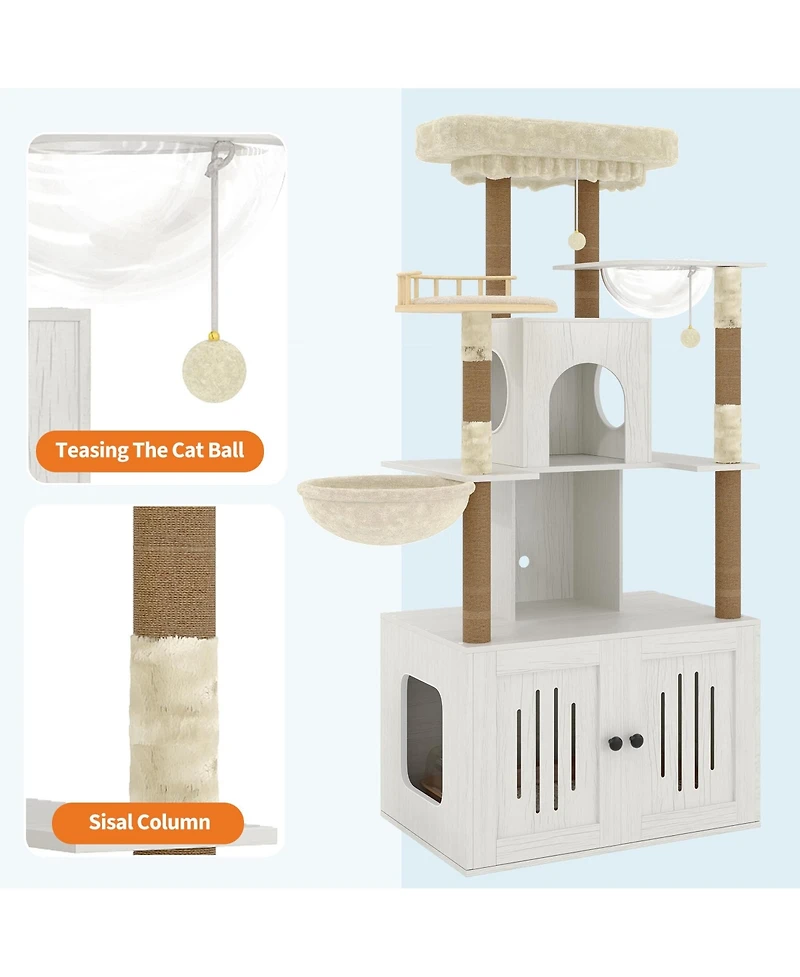 homfan Cat Tree with Hidden Litter Box Enclosure