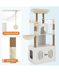 homfan Cat Tree with Hidden Litter Box Enclosure