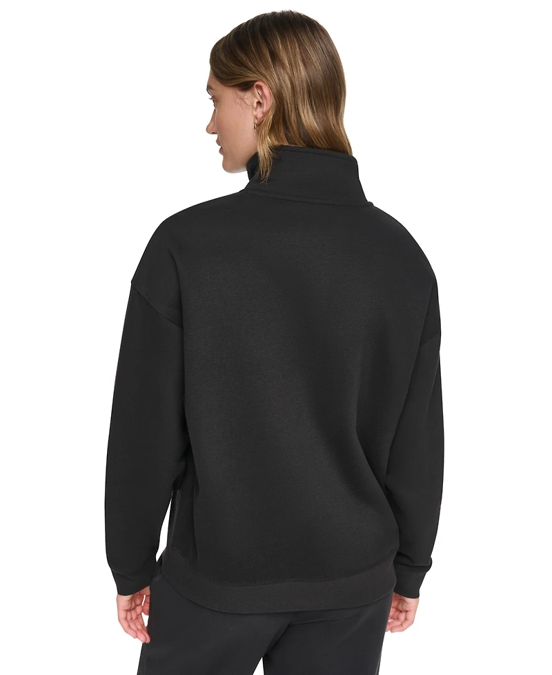 Dkny Sport Women's Metallic Bubble Logo Zipper Sweatshirt