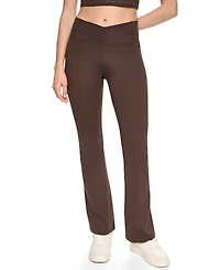 Dkny Sport Women's Cross Front Balance Compression High-Waist Flare Pants
