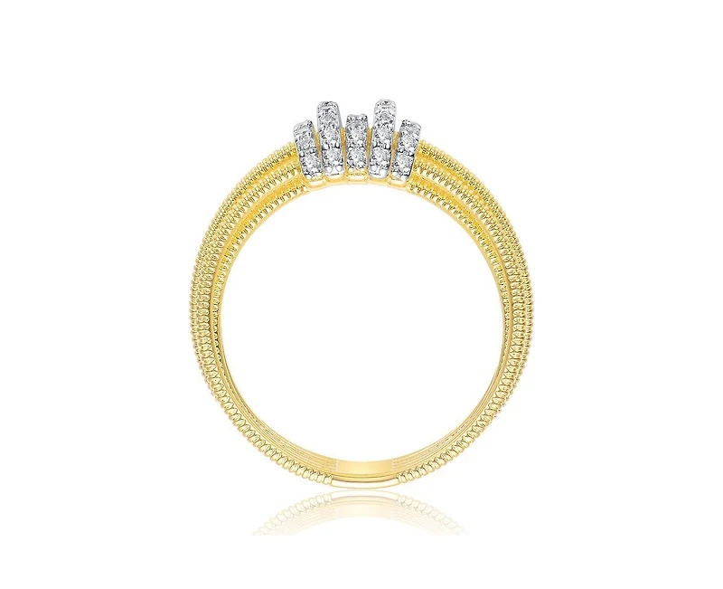 Rachel Glauber Radiant 14K Gold Plated Mesh Brilliant Cz Bands Ring