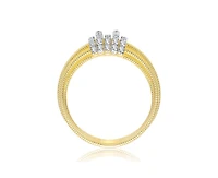 Rachel Glauber Radiant 14K Gold Plated Mesh Brilliant Cz Bands Ring