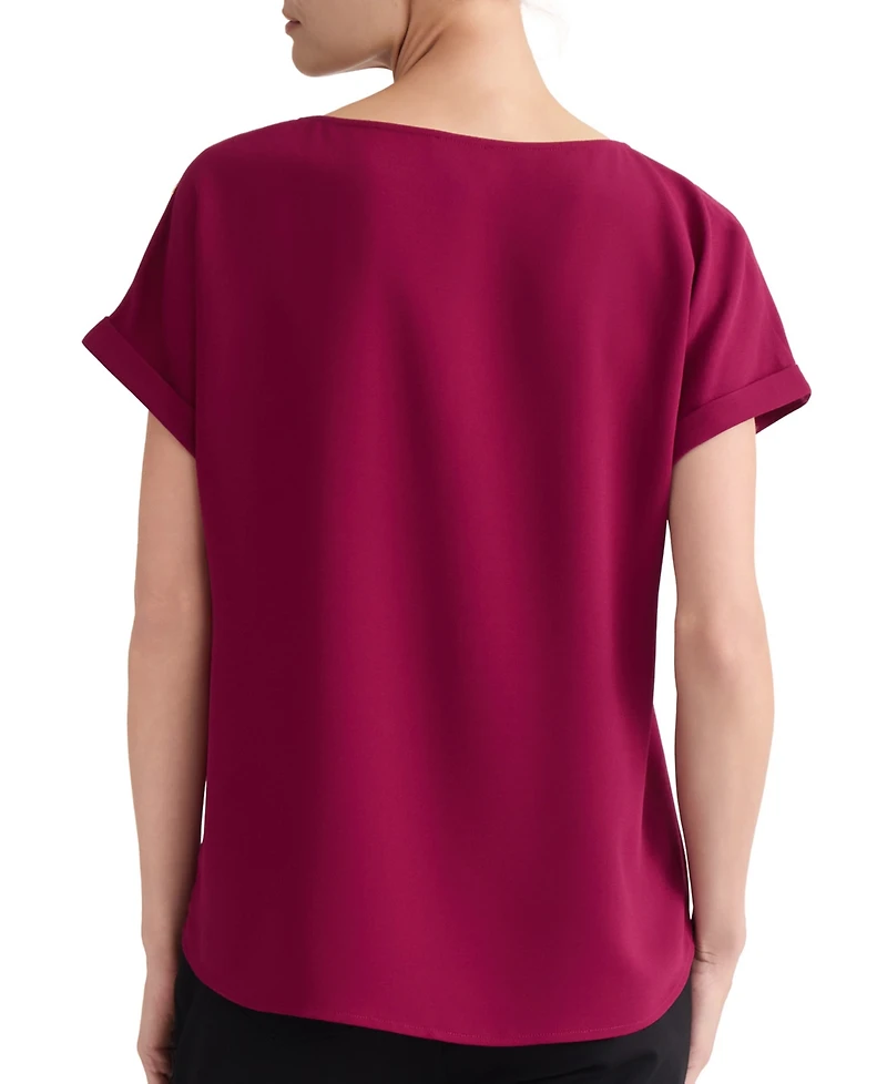 Jones New York Women's Shoulder Button Detail Crepe Blouse