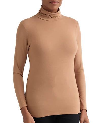 Jones New York Women's Shirred Turtleneck Long-Sleeve Top