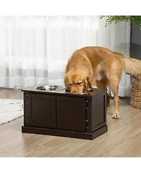 Ruie Elevated Dog Bowls with Storage Cabinet and Two Stainless Steel Bowls for Large Dogs