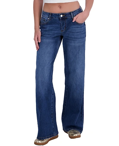 Em & Cass Juniors' Low-Rise Wide-Leg Denim Jeans