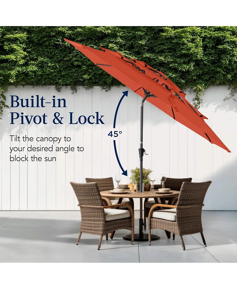 Best Choice Products 10 Feet 3-Tier Patio Umbrella, Market Sun Shade with Tilt Adjustment and Easy Crank