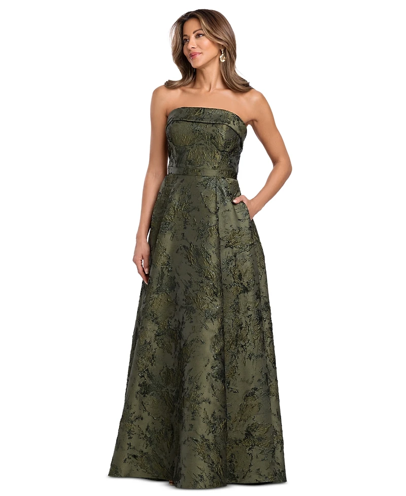 Xscape Women's Brocade Strapless Gown