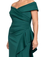 Xscape Plus Off-The-Shoulder Ruffle Sheath Gown