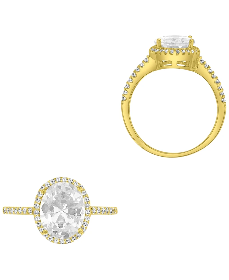 Macy's 14k Gold-Plated Oval Classic Halo Bridal Ring