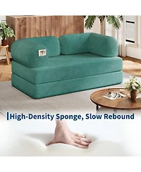 4-in-1 Convertible Folding Sofa Bed, Corduroy Floor Sofa Bed, Frame-Free Floor Lounger with Foam Backrest-Perfect for the Living Room and Bedroom