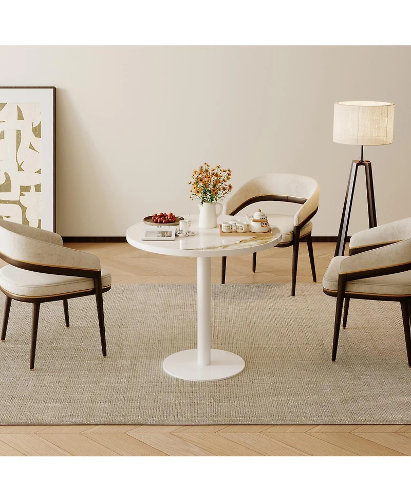 Streamdale Furniture 31.5" Modern Round Tulip Bistro Table with Faux Marble Top