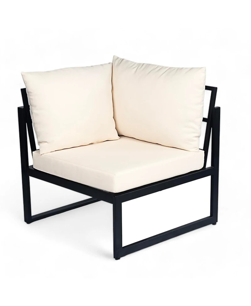 Streamdale Furniture Outdoor 4pc Acacia Wood and Metal Patio Sofa Corner Set