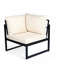 Streamdale Furniture Outdoor 4pc Acacia Wood and Metal Patio Sofa Corner Set