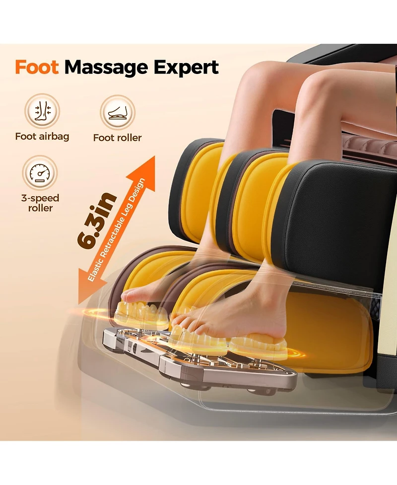 Fed Fitness 4D Massage Chair Full Body, Zero Gravity Massage Chair with Heat and Foot Massage with Airbags, Kneading, Bluetooth, Lcd Touch Control