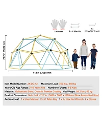 Vevor Climbing Dome 12FT Geometric Dome Climber Jungle Gym for Kids 3-10 Years