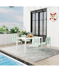 Streamdale Furniture Striped Chairs and Long Table Set IndoorOutdoor