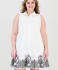 On 34th Plus A-Line Side-Pocket Embroidered Dress, Macy's Exclusive