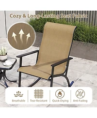 Slickblue Rocking Bistro Set Heavy Duty Chairs with High Back and Wpc Table