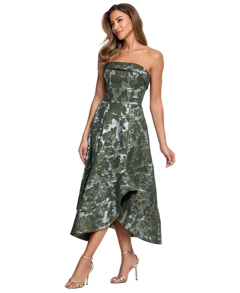Xscape Petite Strapless Metallic Brocade A-Line Midi Dress