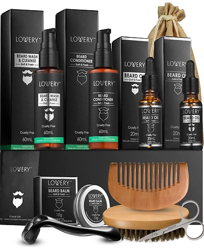 Lovery Men's Beard Grooming and Growth Kit, Beard Trimming Gift Set