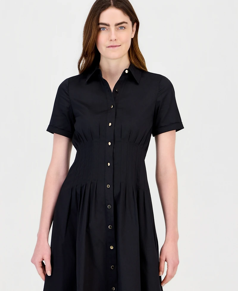 Anne Klein Women's Pleated-Waist Midi Shirt Dress