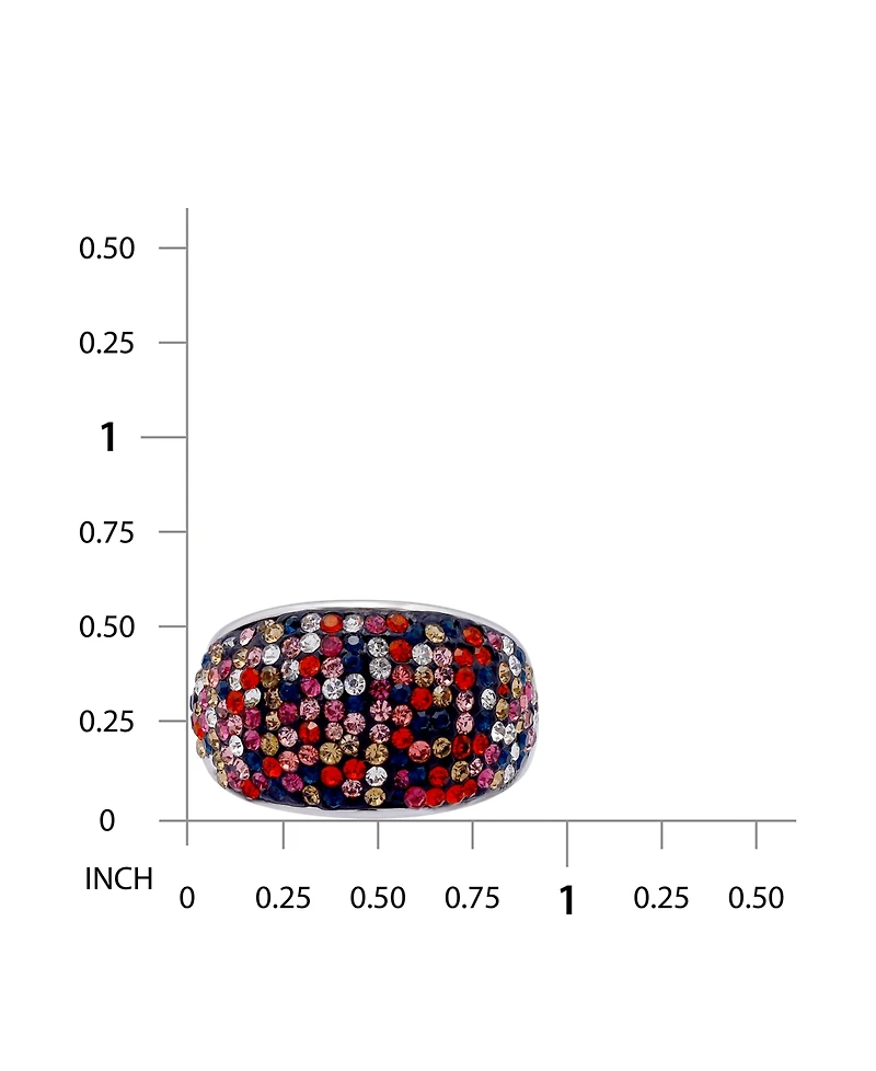Macy's Pave Crystal Fine Silver-Plated Over Brass Red, Blue, Champagne, Pink, and Clear Colors Dome Shaped Ring