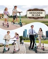 Fed Fitness KS1 Foldable Kick Scooter with Led Light, 6+ Ages, 4 Adjustable Heights, 240 Lbs Max Load, Abec 9 Bearings