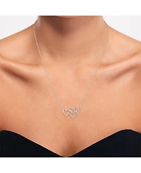 Diamond Double Heart Mom 18" Pendant Necklace (1/10 ct. t.w.) in 14k Rose Gold-Plated Sterling Silver