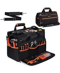 Xdovet Tool Bag 26-Pocket Organizer Adjustable Shoulder Waterproof Foldable Hvac Electrician Mechanic Contractor
