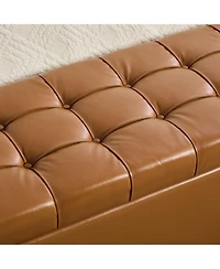 Maison Boucle Storage Ottoman Bench for Bedroom, 60.2" Pu Upholstered with Lid, Tufted Accent Entryway and Living Room