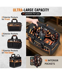 Xdovet Electrician Tool Bag 26 Pockets Hard Bottom Waterproof