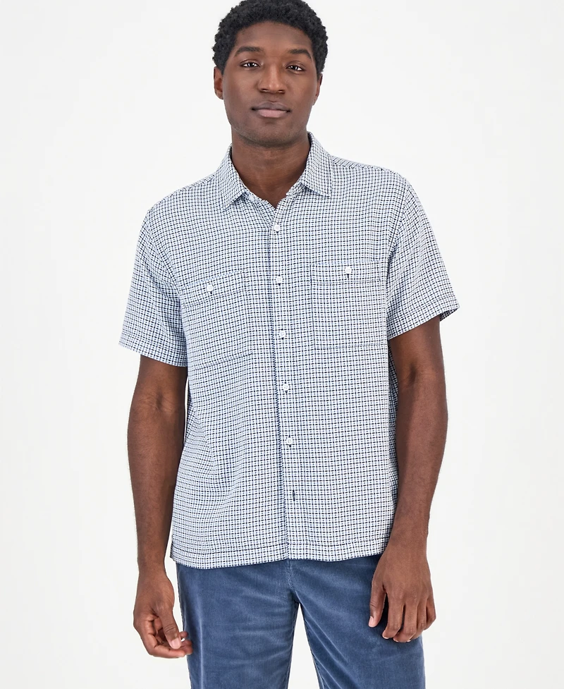 Sun + Stone Men's Lawrence Short-Sleeve Dobby Plaid Shirt, Macy's Exclusive