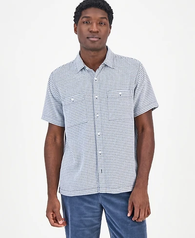 Sun + Stone Men's Lawrence Short-Sleeve Dobby Plaid Shirt, Macy's Exclusive