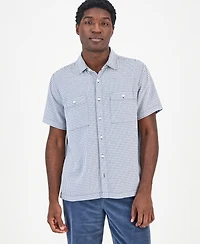 Sun + Stone Men's Lawrence Short-Sleeve Dobby Plaid Shirt, Macy's Exclusive