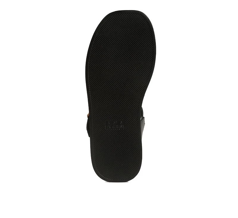 Dacosta Womens Genuine Leather Gladiator Flatform Sandals in Black